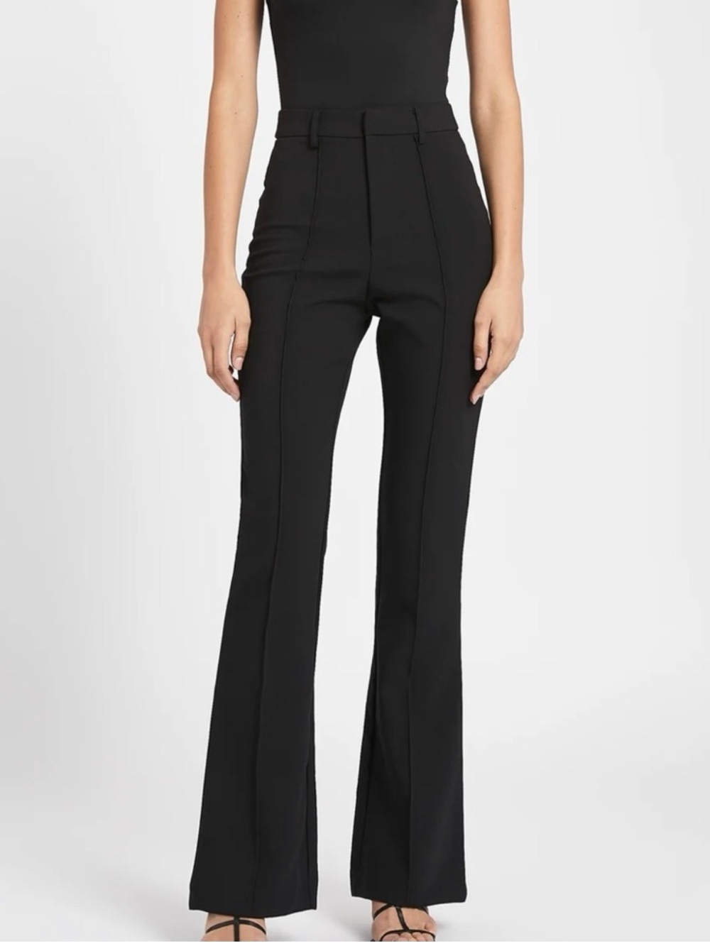 Because of Alice (BOA) Black High- Waisted - Flare Leg Suit Pants